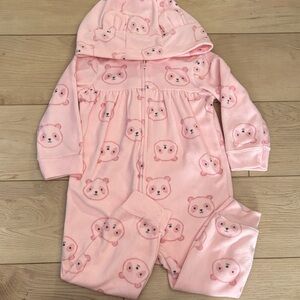 Child of Mine Pink Bear Print Footie